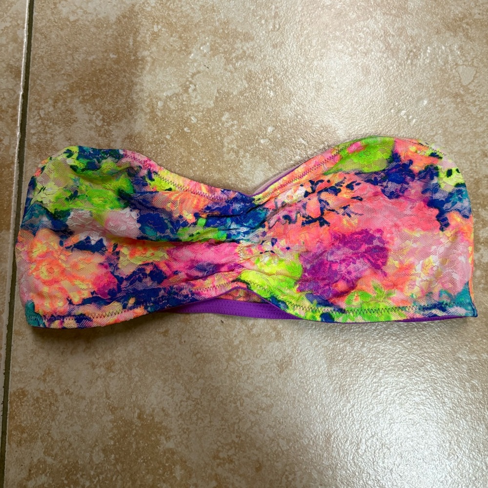 Vintage Victoria Secret Pink Multi-coloured tie-dye bikini top